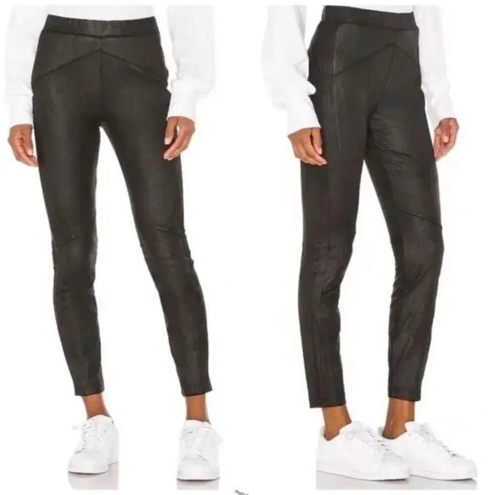 Free People Faux Suede Pants Leggings Vegan Leather ‎ OB1015172- Large